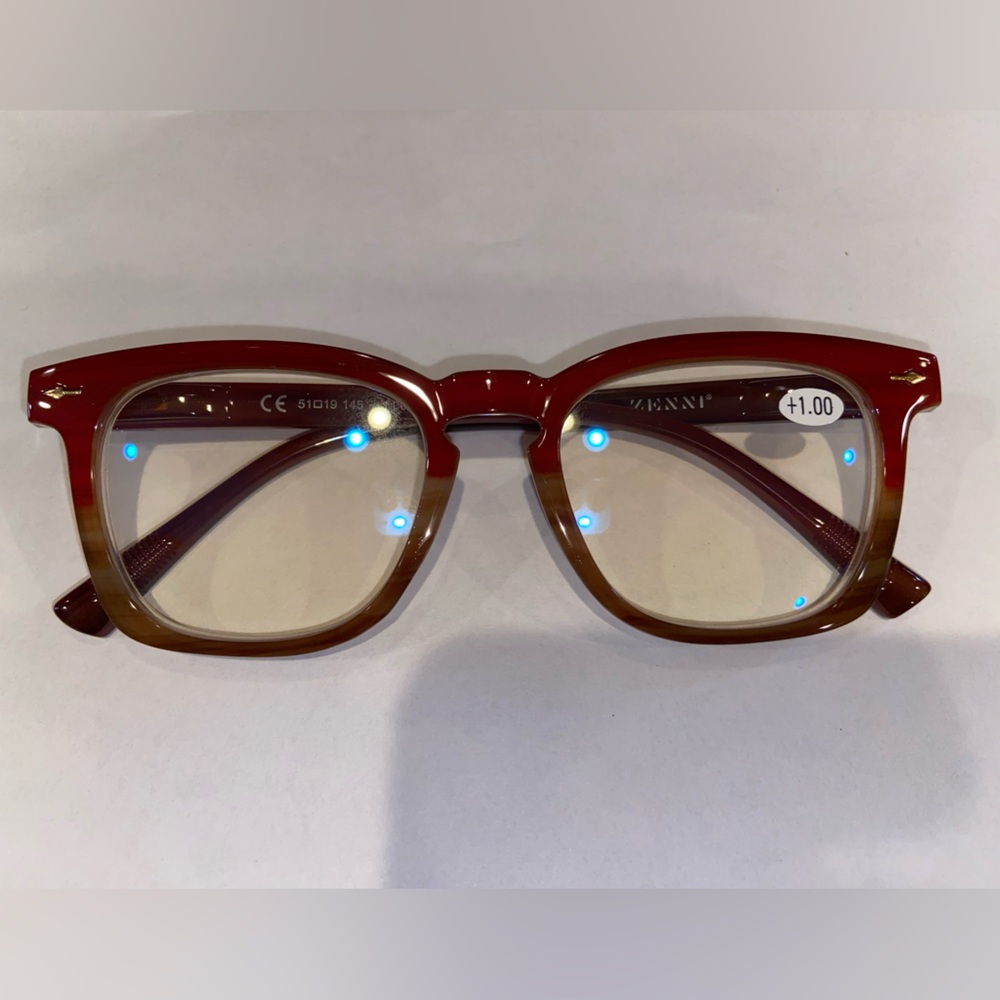 Zenni Glasses +1.00 with Hard Case NEW & Blue Light Filter Lenses